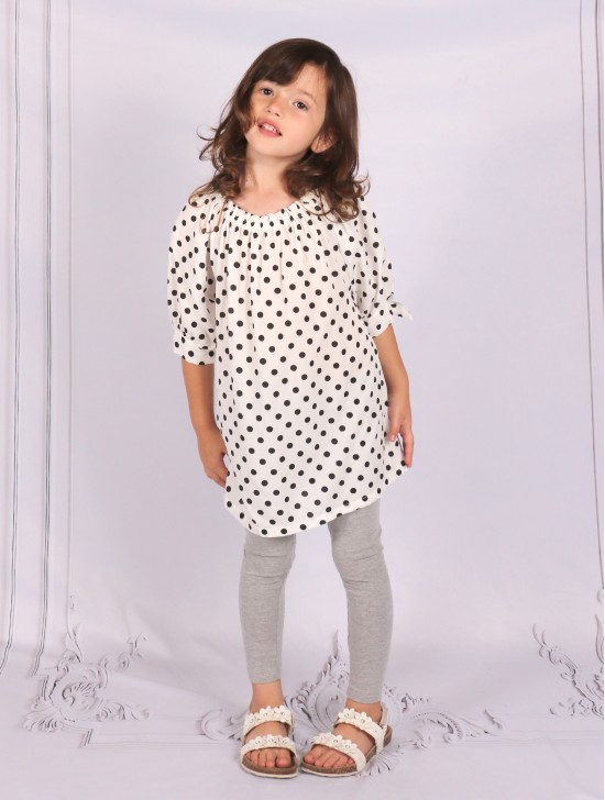 Kid's Off The Shoulder Polka Dot Print Fashion Top